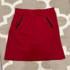 Mario Serrani Italy Red Workwear Skirt with Black Faux Pocket Detail